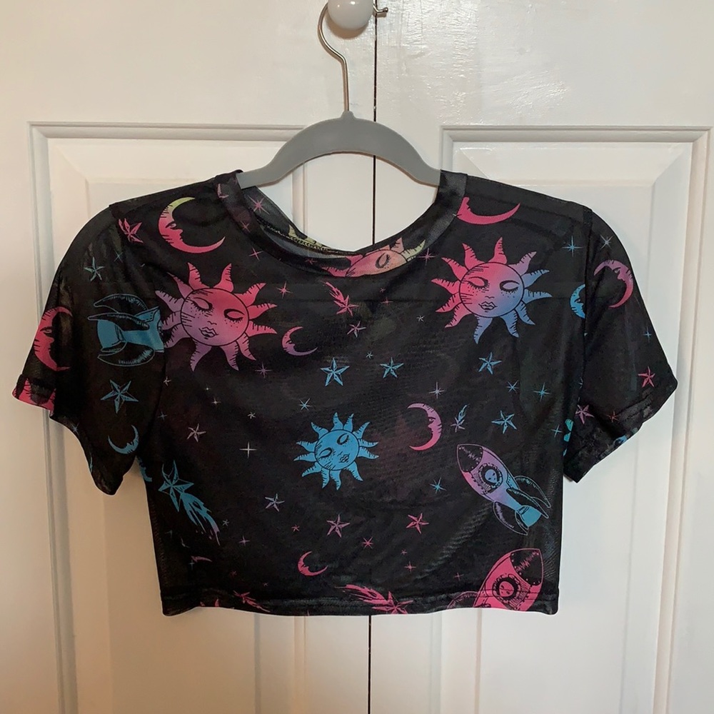 SHEIN mesh sun and moon top